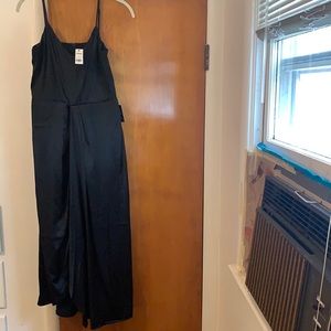 Express Satin V-Neck Asymmetrical Midi Dress (S)